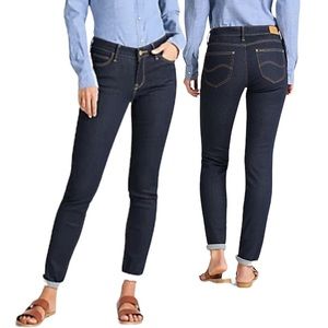 Lee Mid Rise Jeans Blue Women Slim Fit Skinny Denim Sz 2